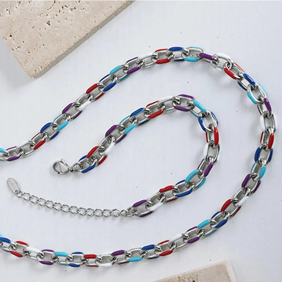 Lovcia Titanium Steel Oil Drip Chain Bracelet-Bracelets-Silver-One Size-Silver