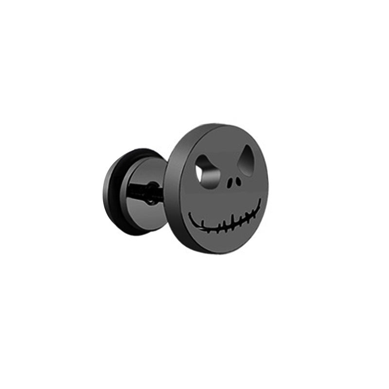 Lovcia Titanium Steel Skull Design Stud Earrings for Men and Women-Earrings-Black-Black