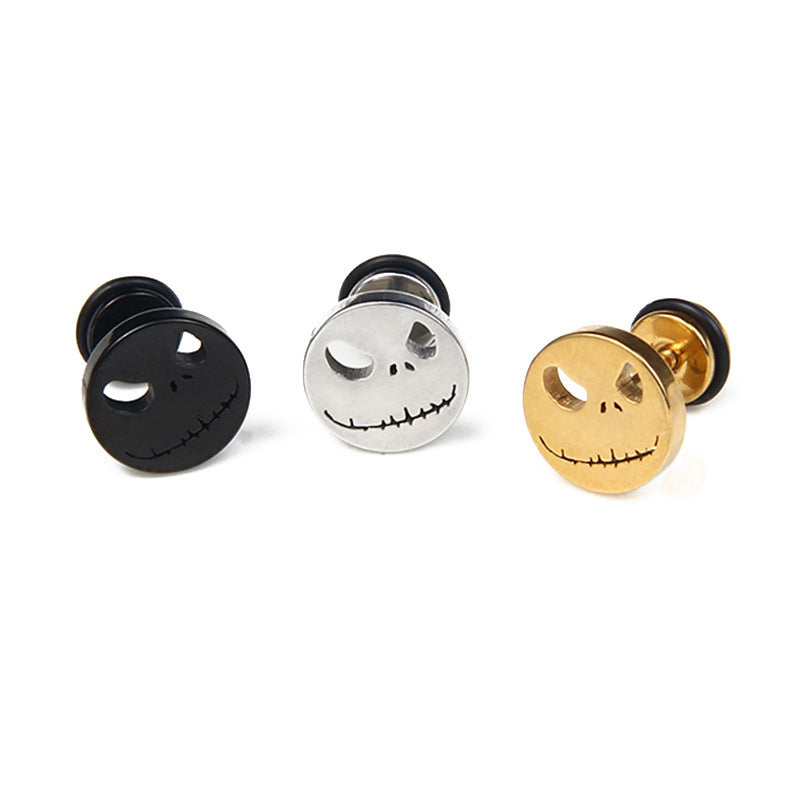 Lovcia Titanium Steel Skull Design Stud Earrings for Men and Women-Earrings-Steelcolor-Steelcolor