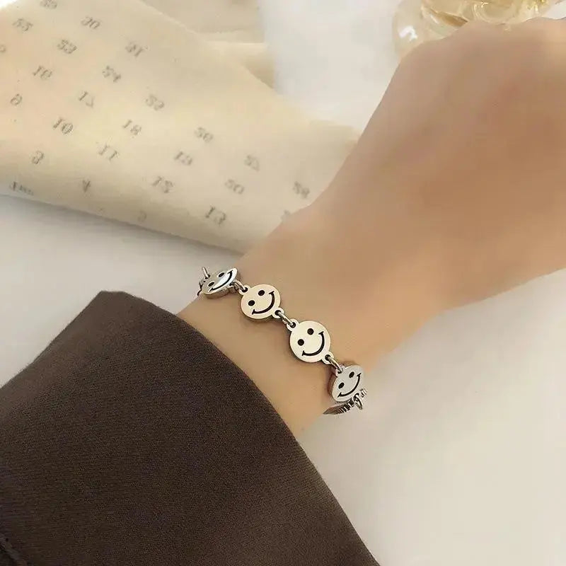 Lovcia Titanium Steel Smiley Face Bracelet Women's Bracelets For Men And Women-Bracelets-A-A