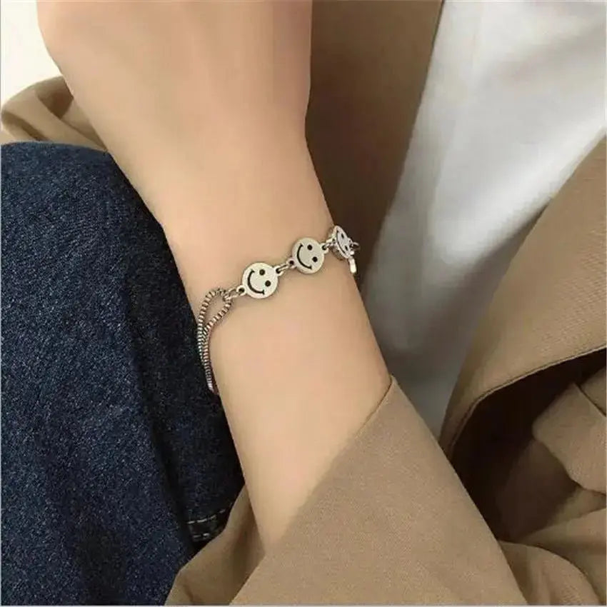 Lovcia Titanium Steel Smiley Face Bracelet Women's Bracelets For Men And Women-Bracelets-A-A