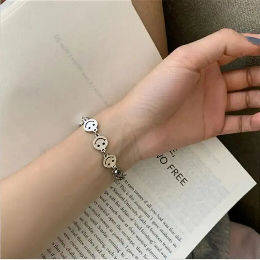 Lovcia Titanium Steel Smiley Face Bracelet Women's Bracelets For Men And Women-Bracelets-A-A