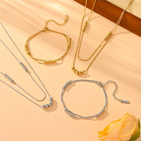 Lovcia Titanium Steel Snake Bones Chain Fashion Necklace for Women-Necklaces-Gold Bracelet M606-Gold Bracelet M606