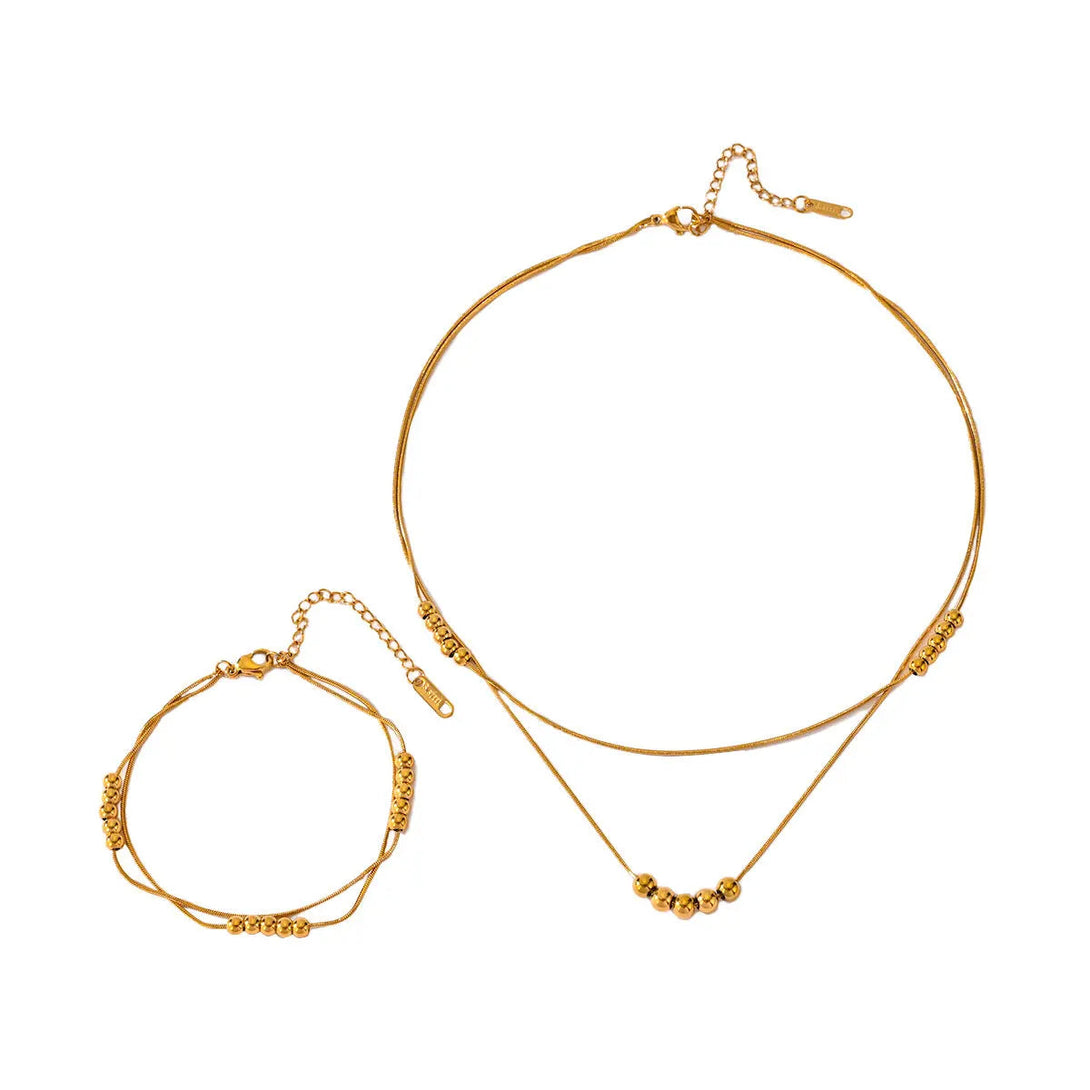 Lovcia Titanium Steel Snake Bones Chain Fashion Necklace for Women-Necklaces-Gold Bracelet M606-Gold Bracelet M606