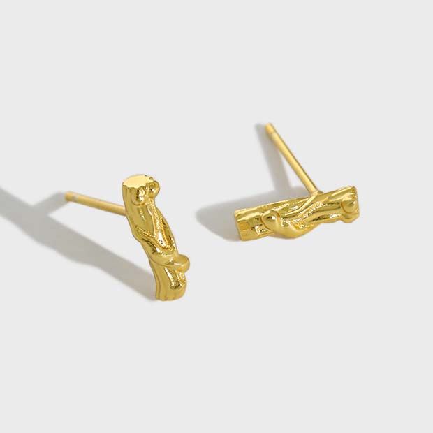 Lovcia Tree Branch Stud Earrings 10mm 925 Gold Plated-Earrings-Yellow Gold-