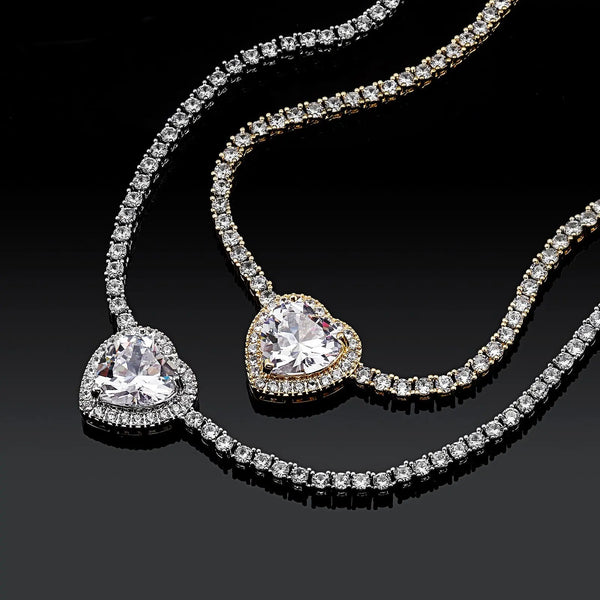 Lovcia Trendy Heart-shaped Gem Pendant Micro Zircon-Laid Necklace for Women-Necklaces-Gold-Gold