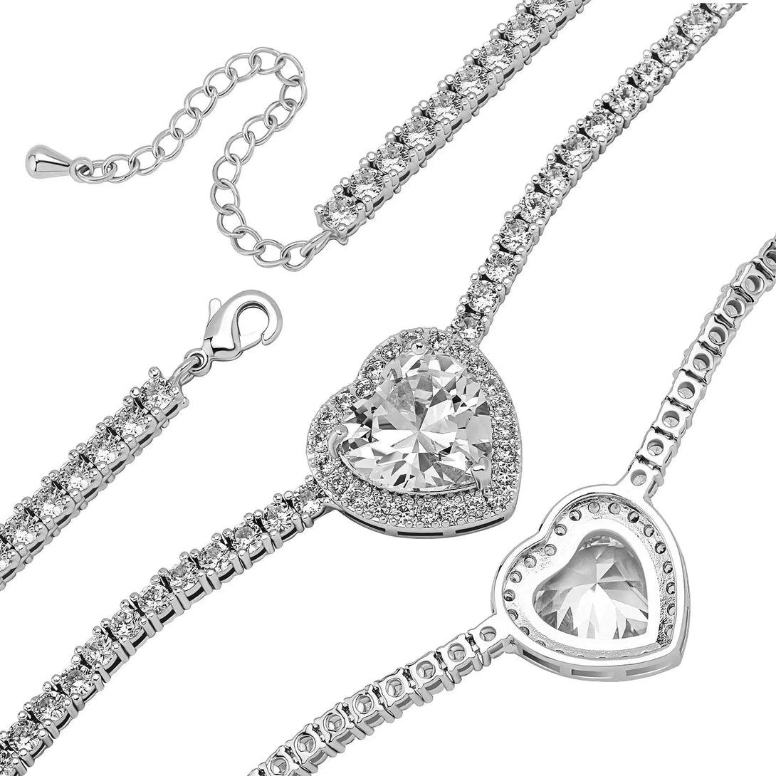Lovcia Trendy Heart-shaped Gem Pendant Micro Zircon-Laid Necklace for Women-Necklaces-Gold-Gold