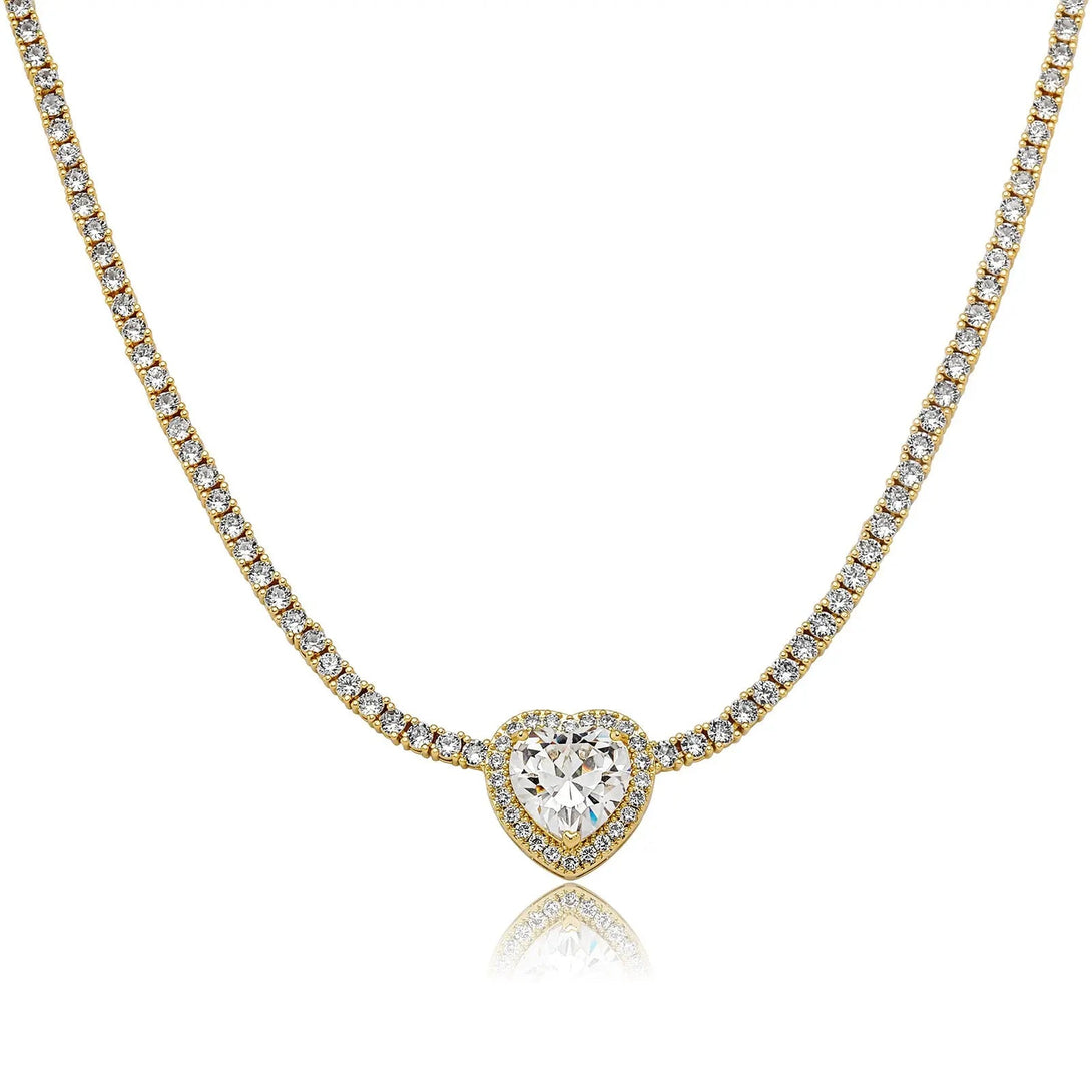 Lovcia Trendy Heart-shaped Gem Pendant Micro Zircon-Laid Necklace for Women-Necklaces-Gold-Gold