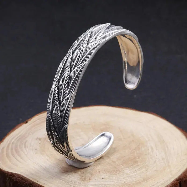 Lovcia Trendy Silver Jewellery Sterling Silver Personalized Feather Bracelet-Bracelets-Silver-Silver