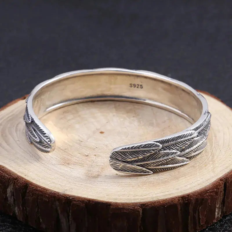 Lovcia Trendy Silver Jewellery Sterling Silver Personalized Feather Bracelet-Bracelets-Silver-Silver