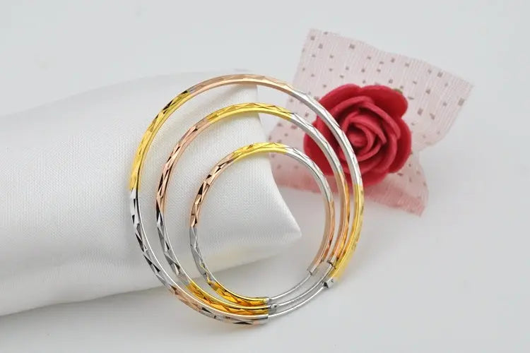 Lovcia Tri-Color Gold-Plated Sterling Silver Hoop Earrings for Women-Earrings-3.5cm-Tricolor-3.5cm