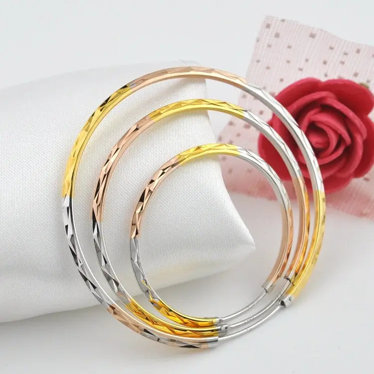 Lovcia Tri-Color Gold-Plated Sterling Silver Hoop Earrings for Women-Earrings-3.5cm-Tricolor-3.5cm