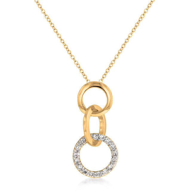 Lovcia Tri-Tone Interlocking Hoop Pendant with Pave Accent-Pendants-