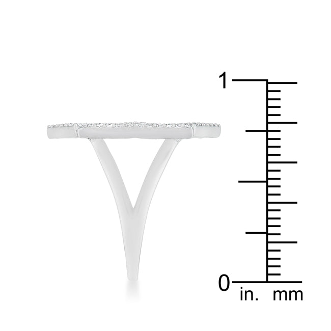 Lovcia Triangle Pave Crystal Rhodium-Plated Cocktail Ring-Rings-5-5