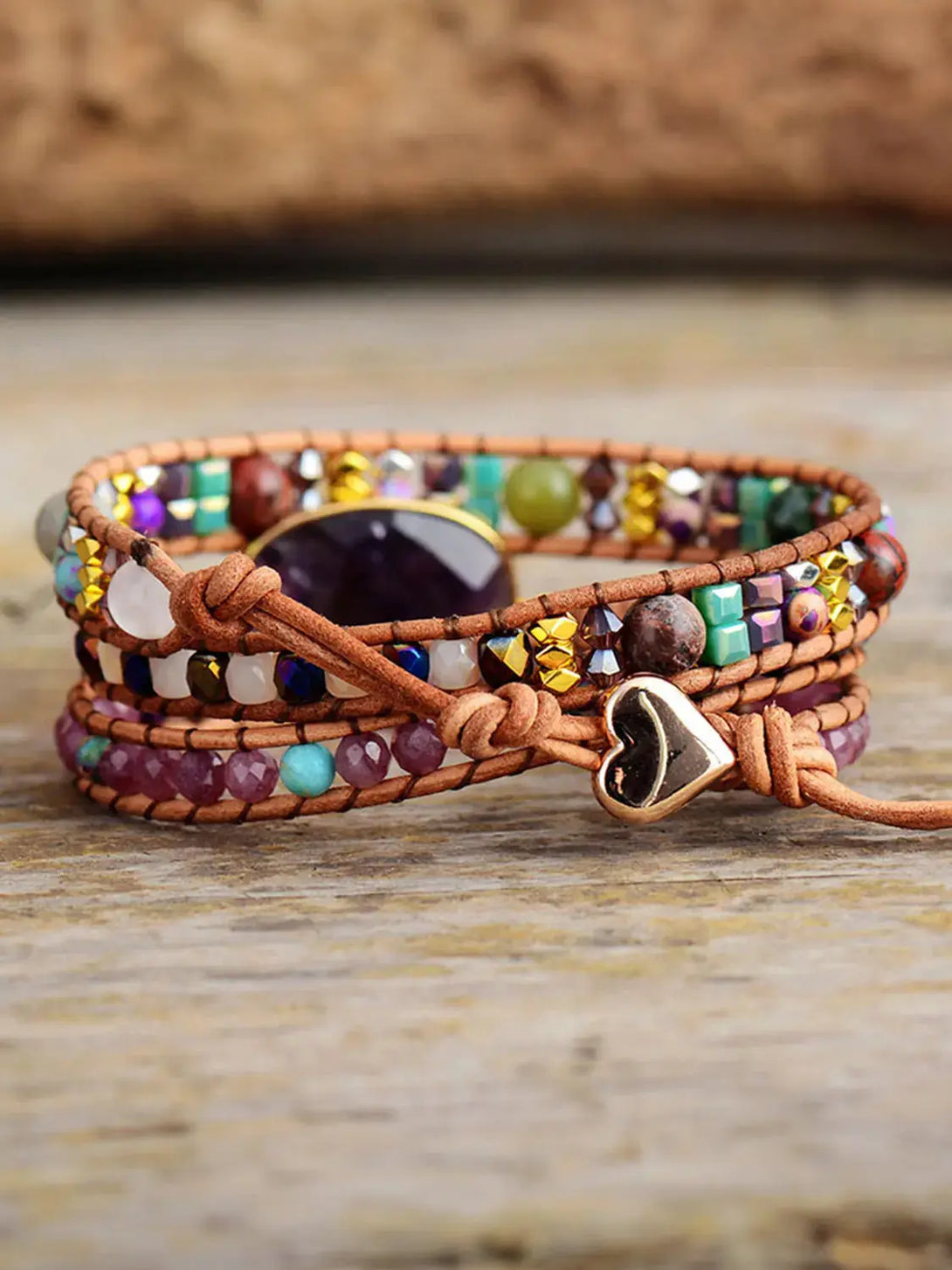 Lovcia Triple-Layer Amethyst Bracelet-Bracelets-Plum-One Size-Plum