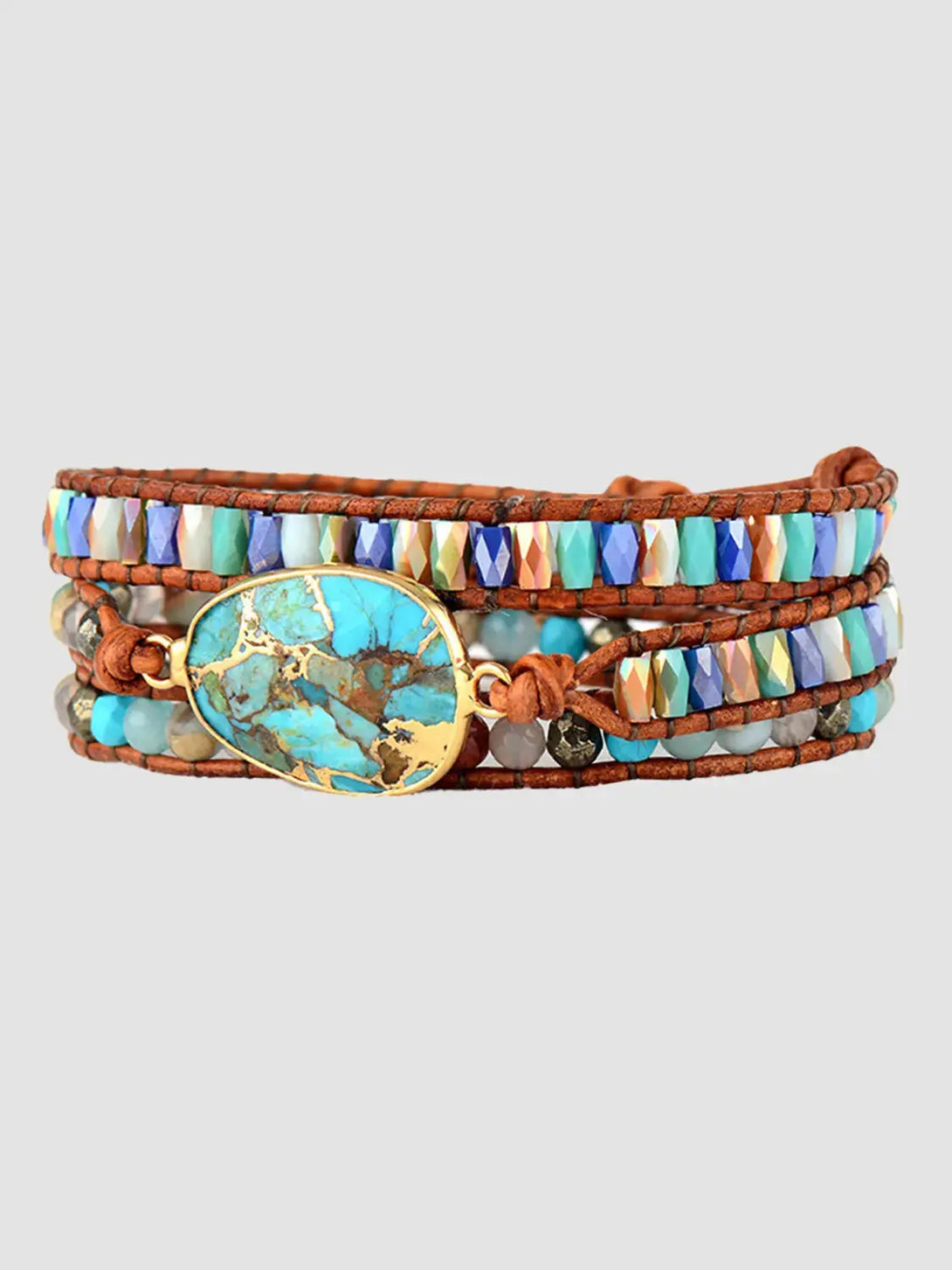 Lovcia Triple-Layer Natural Stone Bracelet-Bracelets-Aqua-One Size-Aqua