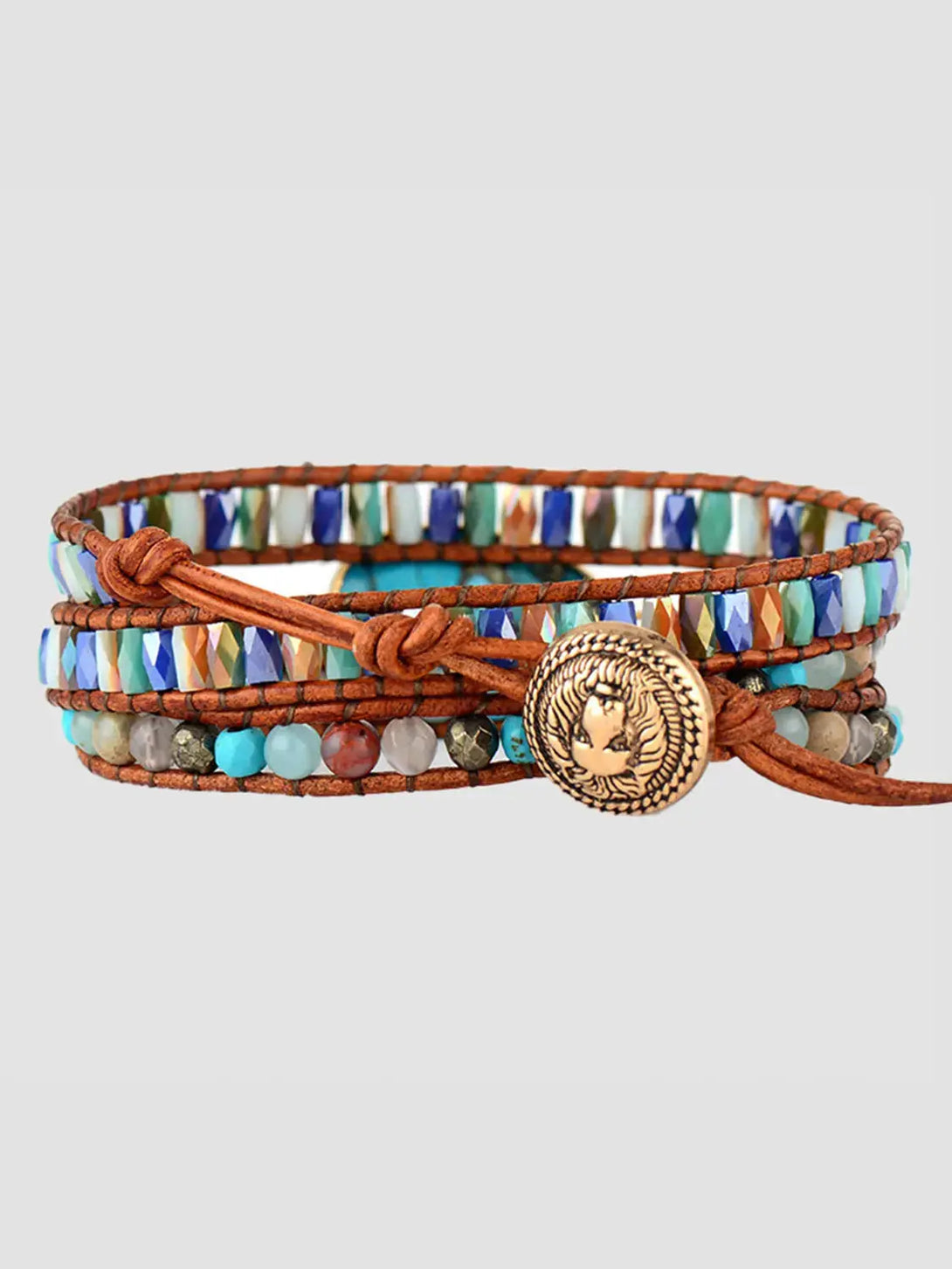Lovcia Triple-Layer Natural Stone Bracelet-Bracelets-Aqua-One Size-Aqua