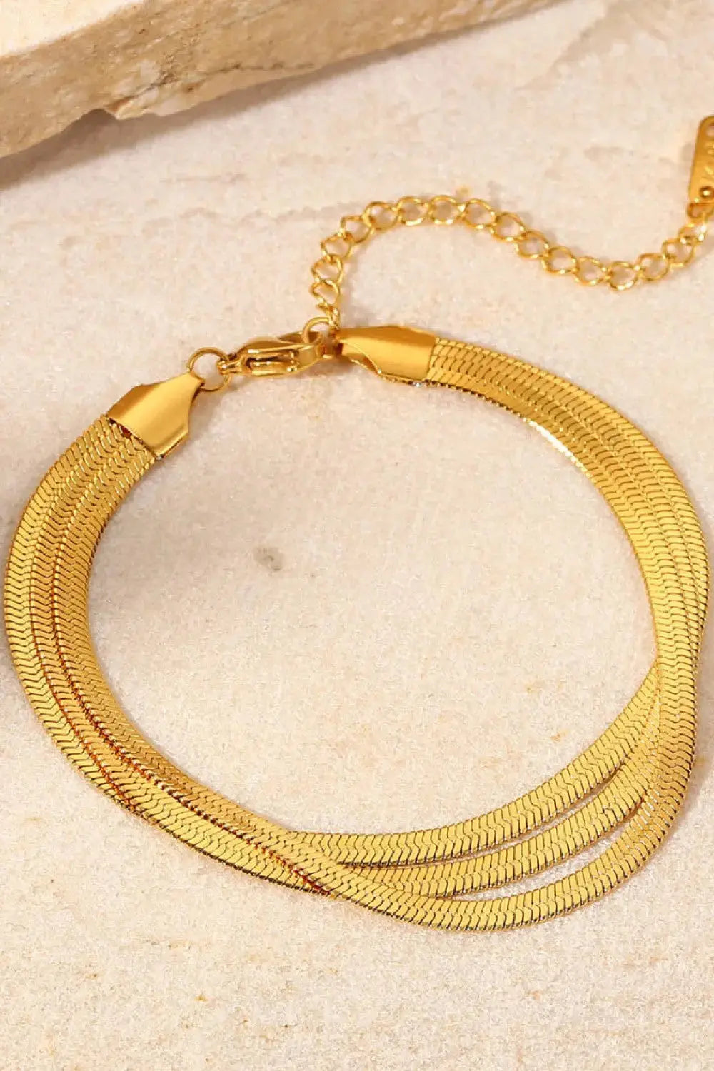 Lovcia Triple-Layered Snake Chain Bracelet-Bracelets-Gold-One Size-Gold