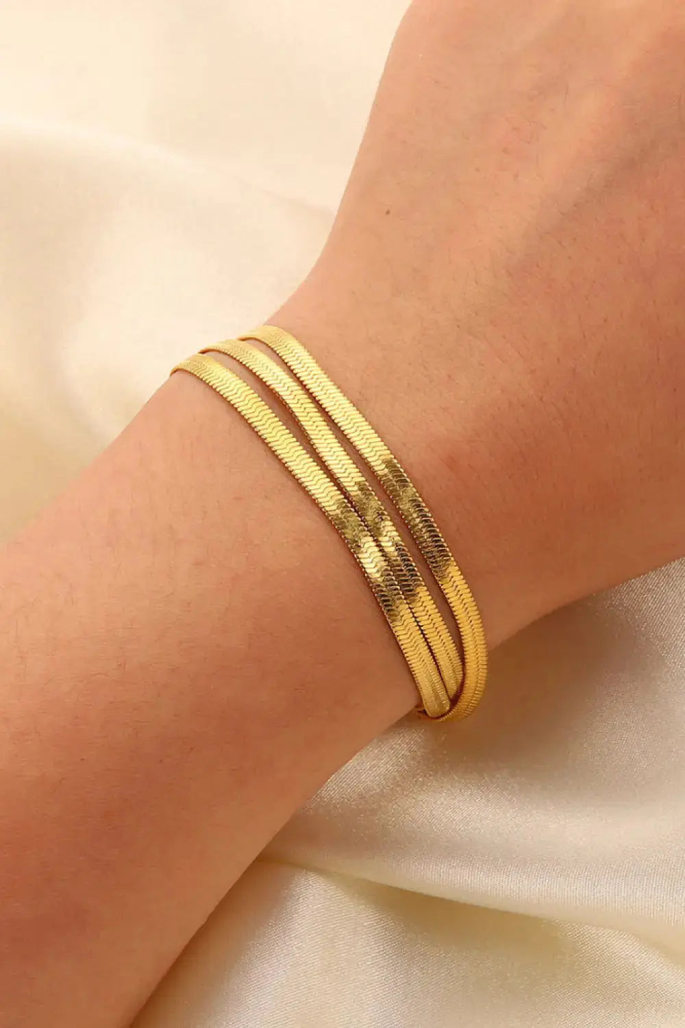 Lovcia Triple-Layered Snake Chain Bracelet-Bracelets-Gold-One Size-Gold