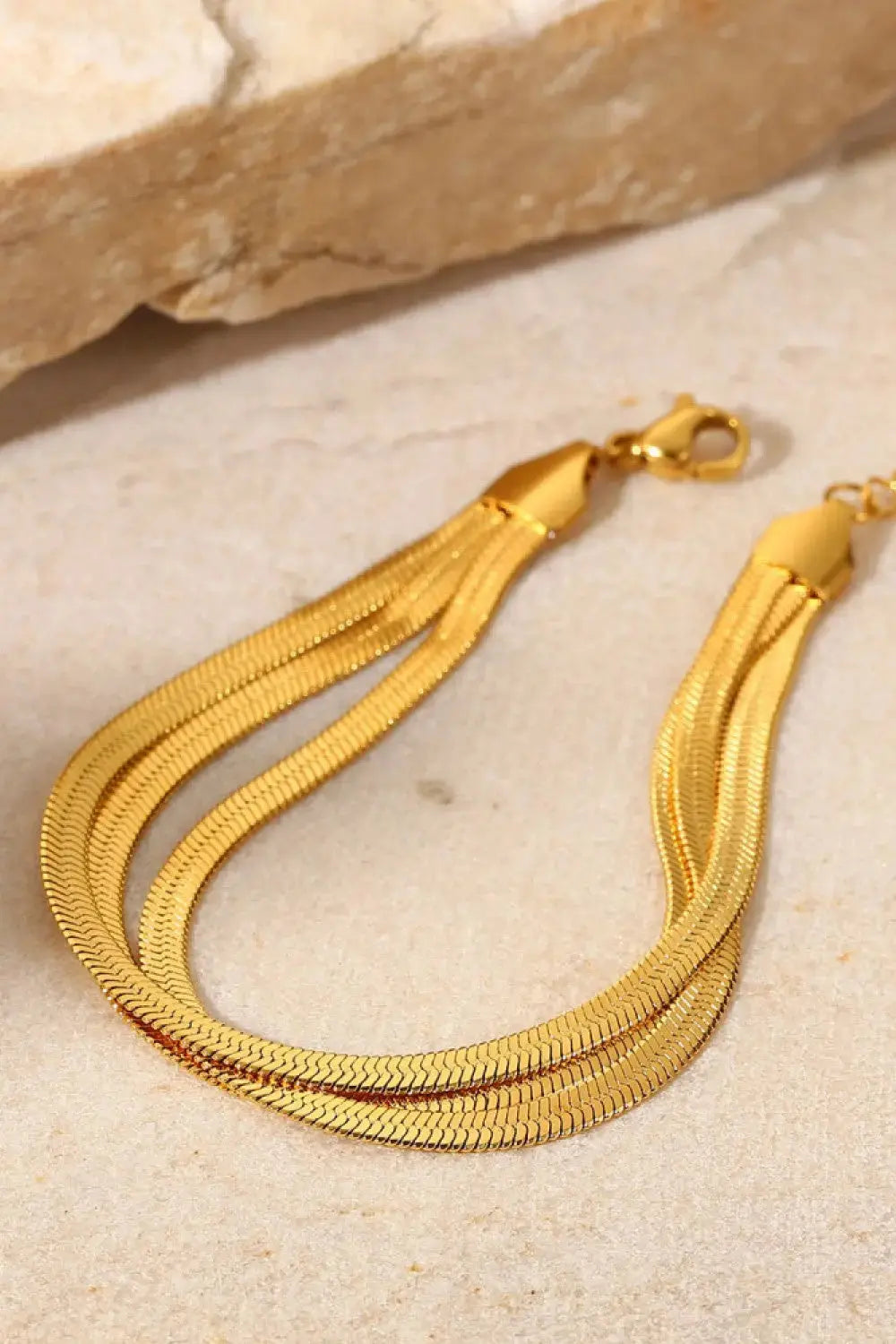 Lovcia Triple-Layered Snake Chain Bracelet-Bracelets-Gold-One Size-Gold