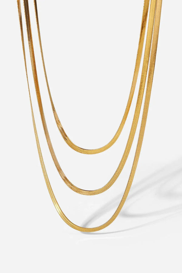 Lovcia Triple-Layered Snake Chain Necklace-Necklaces-Gold-One Size-Gold