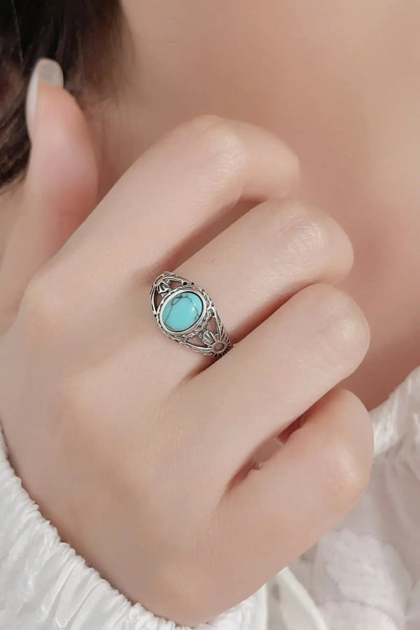 Lovcia Turquoise 925 Sterling Silver Ring-Rings-Silver-5-Silver