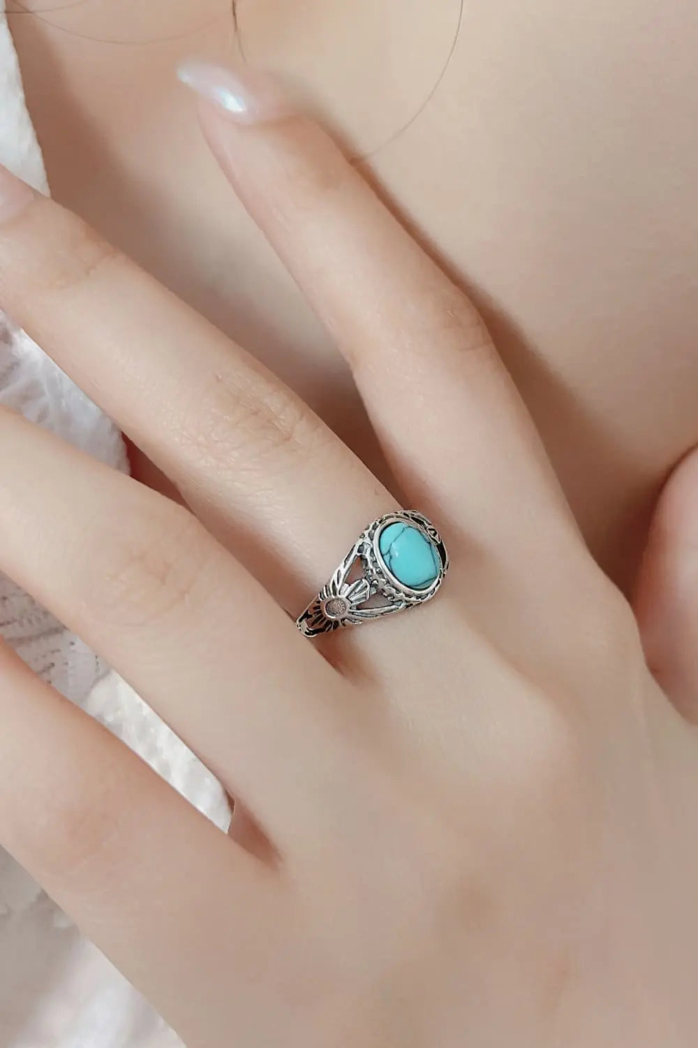 Lovcia Turquoise 925 Sterling Silver Ring-Rings-Silver-5-Silver