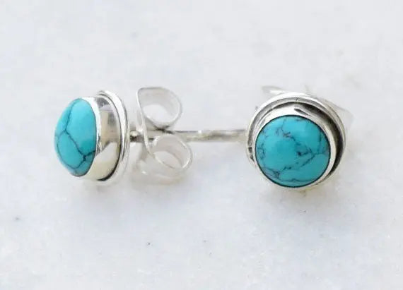 Lovcia Turquoise Bow Stud Earrings for Women in S925 Sterling Silver-Earrings-Green-Green