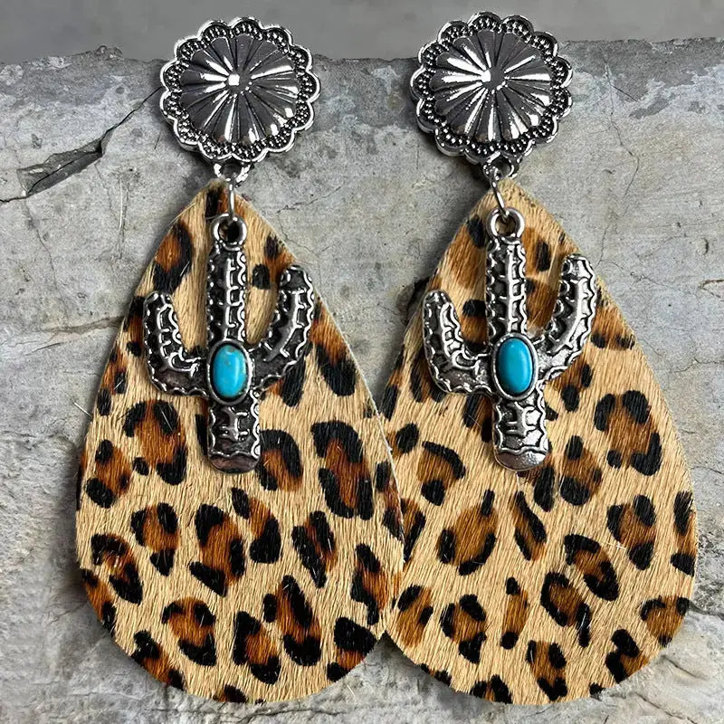 Lovcia Turquoise Cactus Dangle Earrings-Earrings-Style G-One Size-Style G