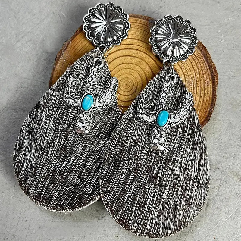 Lovcia Turquoise Cactus Dangle Earrings-Earrings-Style H-One Size-Style H