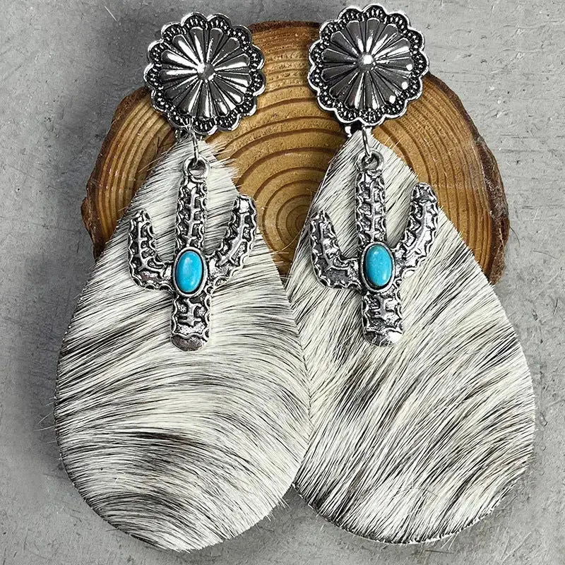 Lovcia Turquoise Cactus Dangle Earrings-Earrings-Style I-One Size-Style I