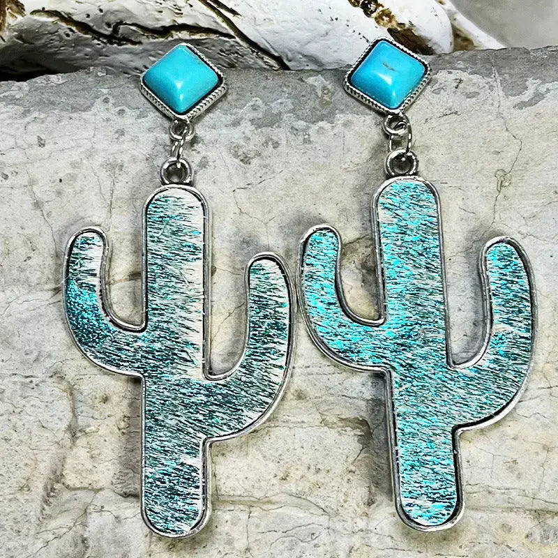Lovcia Turquoise Cactus Earrings-Earrings-Tiffany Blue-One Size-Tiffany Blue