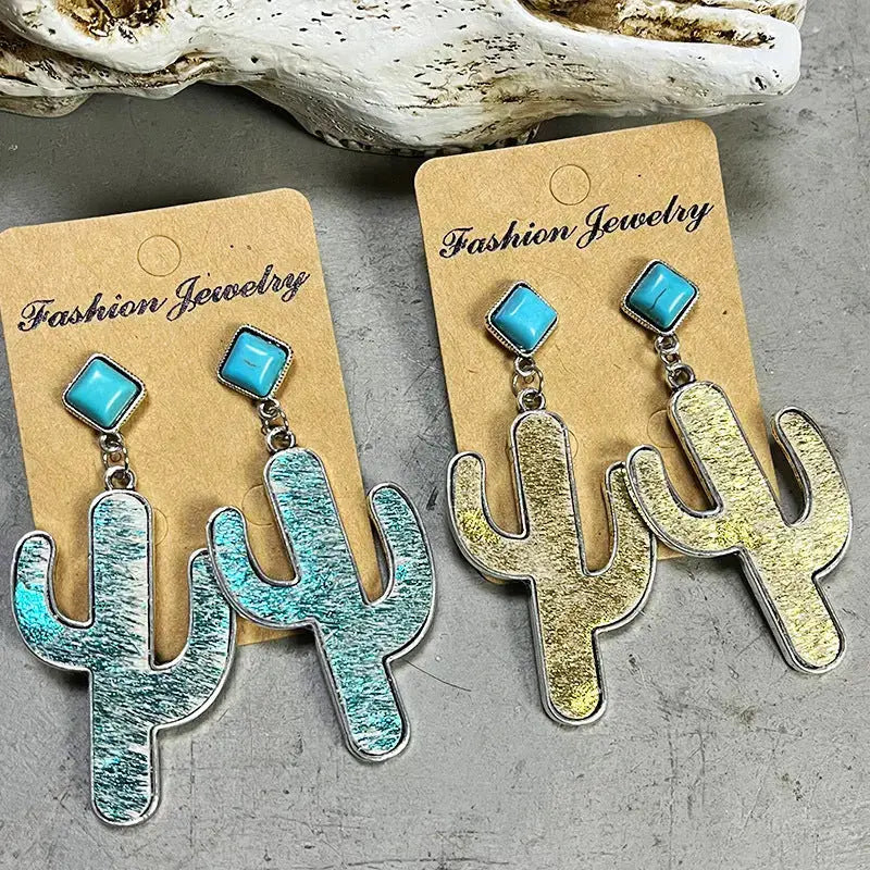 Lovcia Turquoise Cactus Earrings-Earrings-Tiffany Blue-One Size-Tiffany Blue