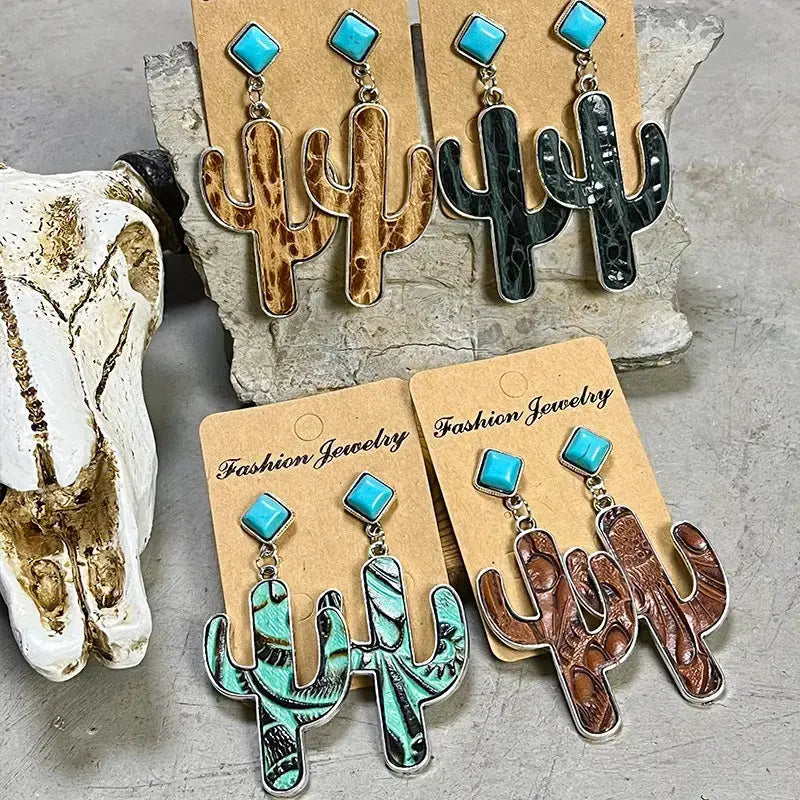 Lovcia Turquoise Cactus Earrings-Earrings-Turquoise-One Size-Turquoise