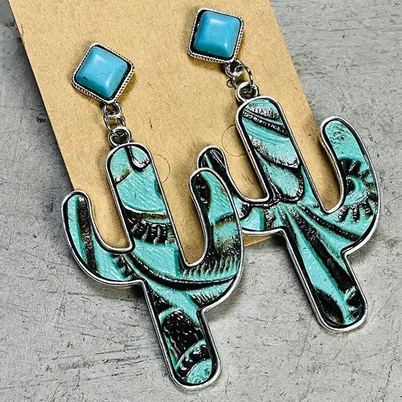 Lovcia Turquoise Cactus Earrings-Earrings-Turquoise-One Size-Turquoise