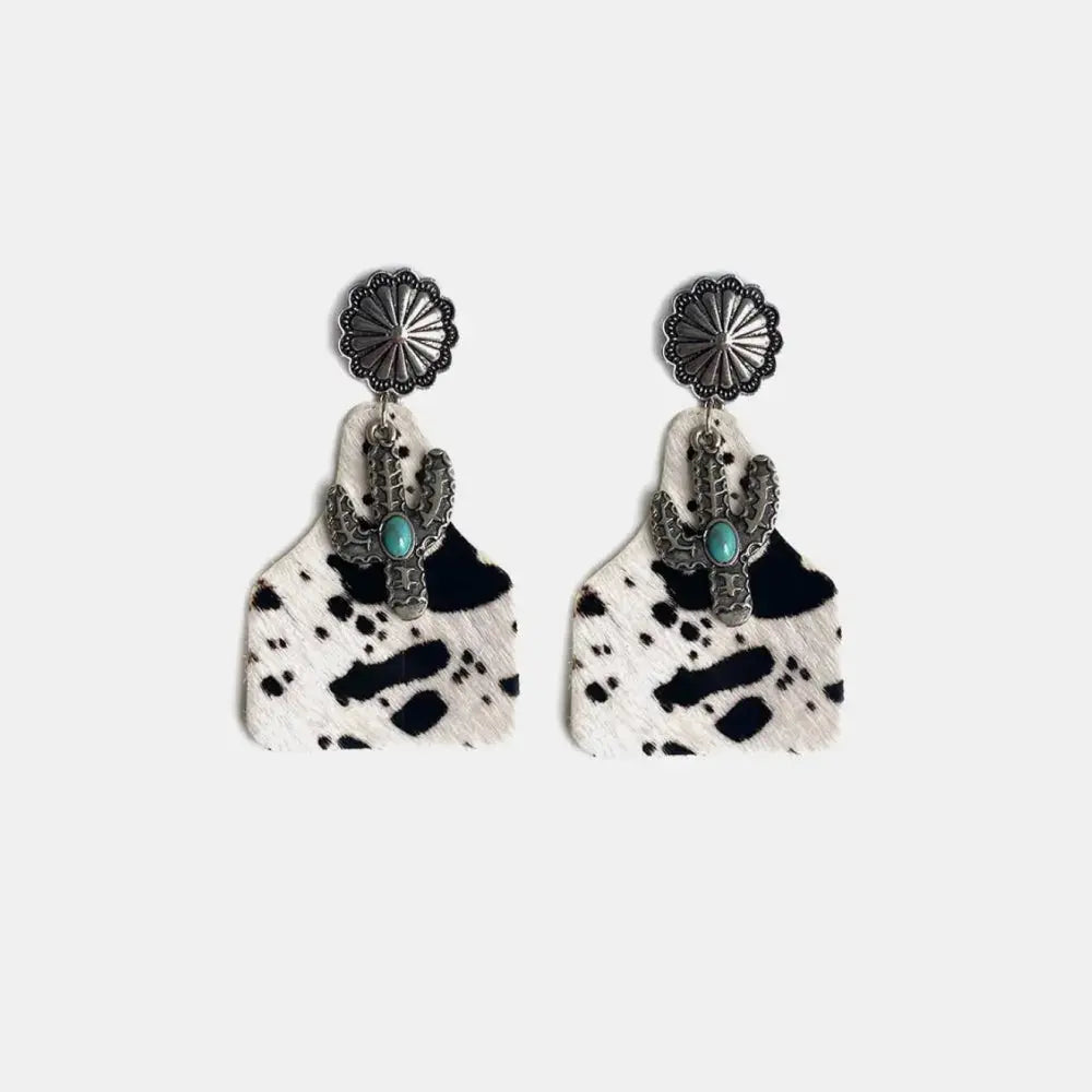 Lovcia Turquoise Decor Cactus Alloy Earrings-Earrings-Style A-One Size-Style A