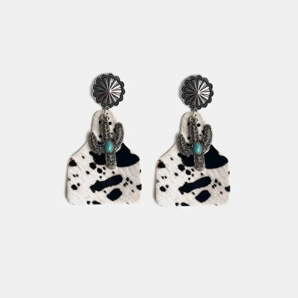 Lovcia Turquoise Decor Cactus Alloy Earrings-Earrings-Style A-One Size-Style A