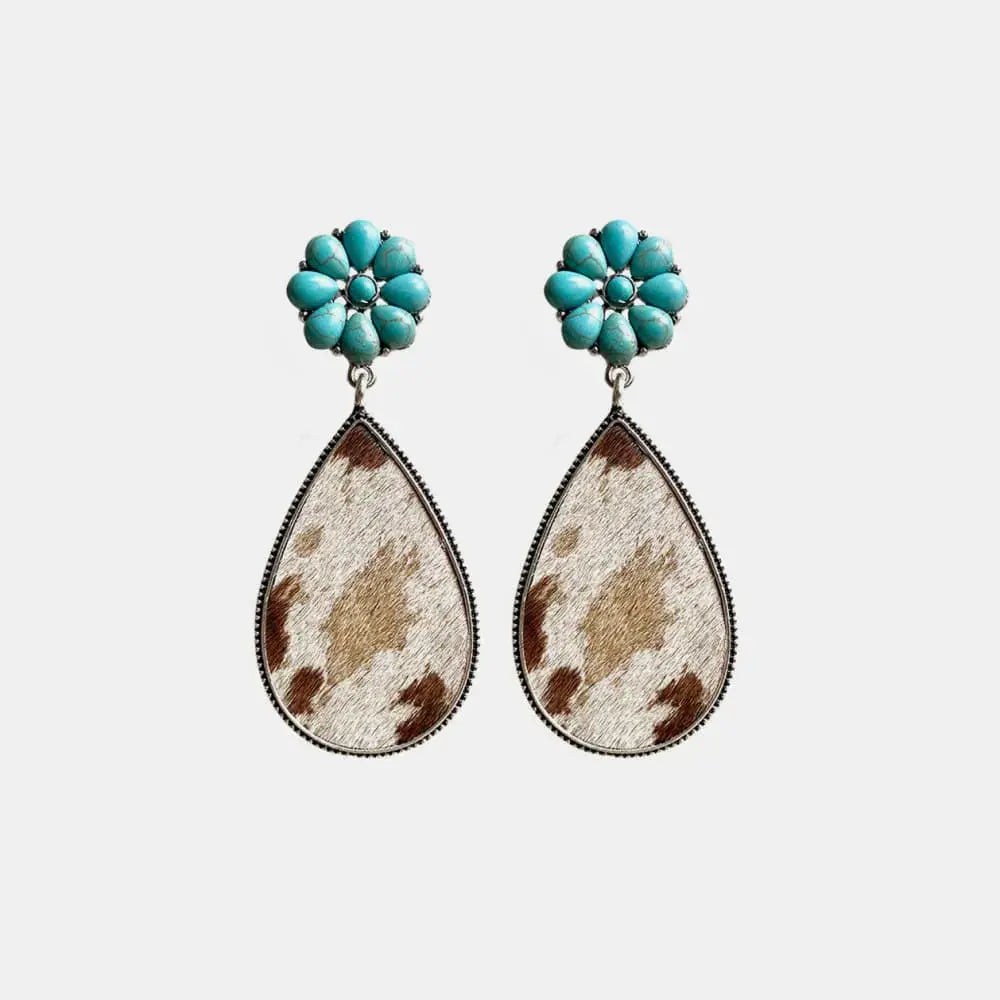 Lovcia Turquoise Flower Teardrop Earrings-Earrings-Style A-One Size-Style A