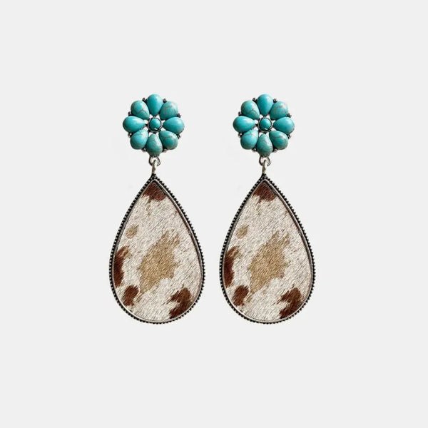 Lovcia Turquoise Flower Teardrop Earrings-Earrings-Style A-One Size-Style A