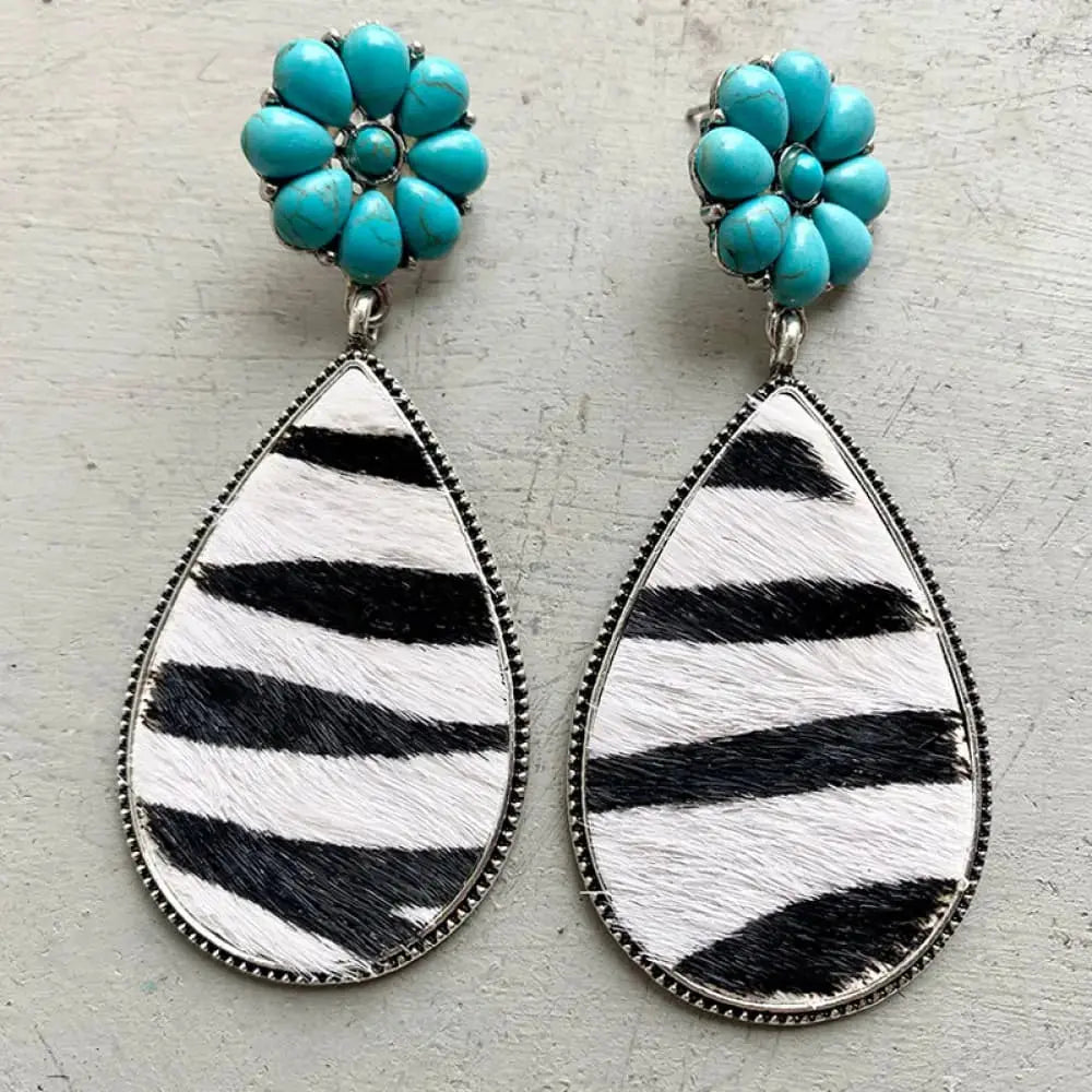 Lovcia Turquoise Flower Teardrop Earrings-Earrings-Style B-One Size-Style B