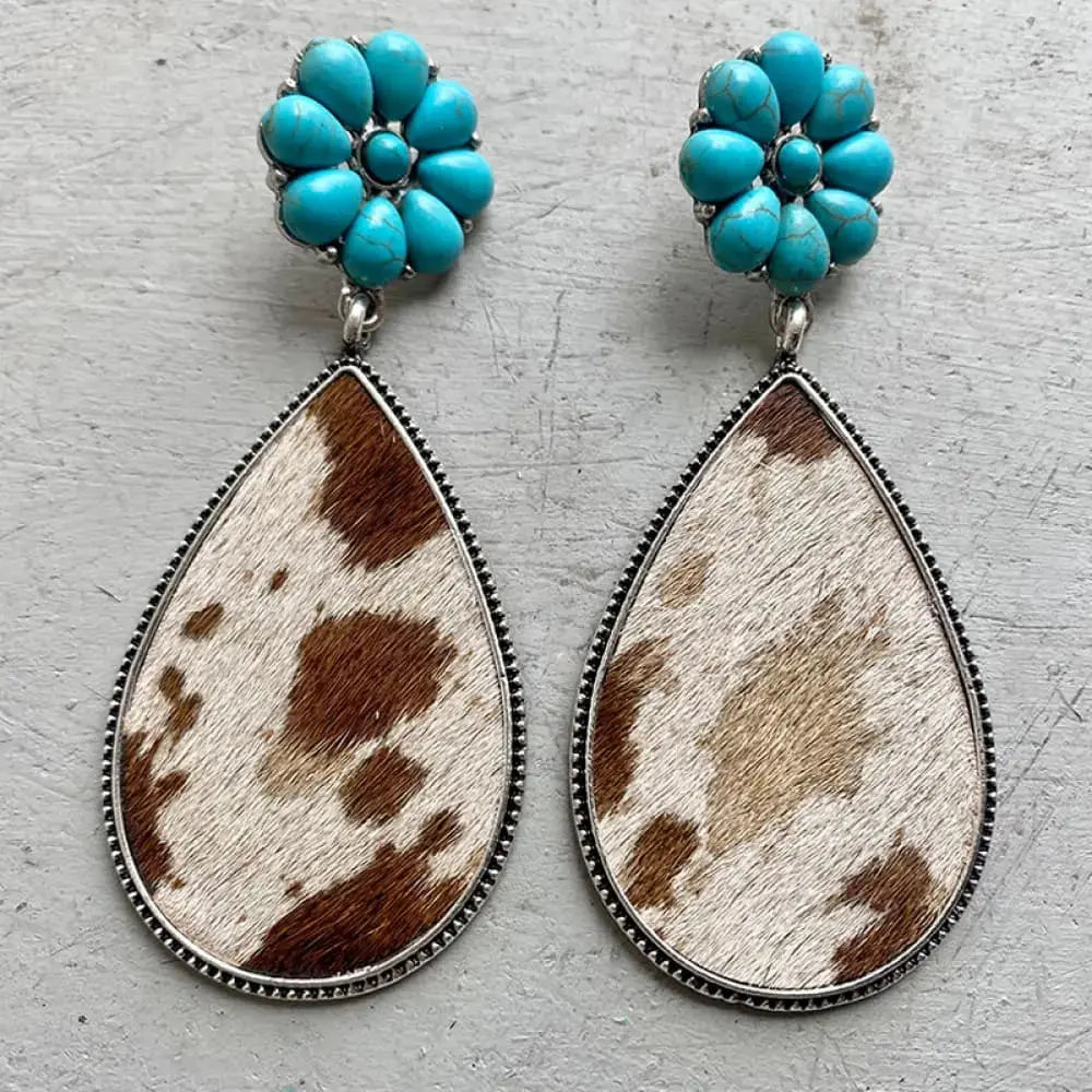 Lovcia Turquoise Flower Teardrop Earrings-Earrings-Style D-One Size-Style D