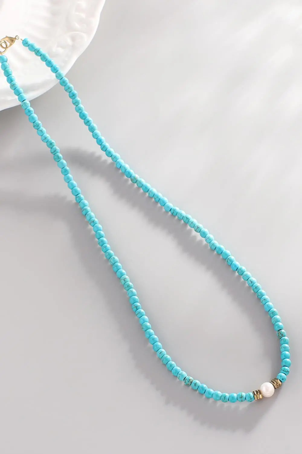Lovcia Turquoise & Pearl Necklace-Necklaces-Sky Blue-One Size-Sky Blue