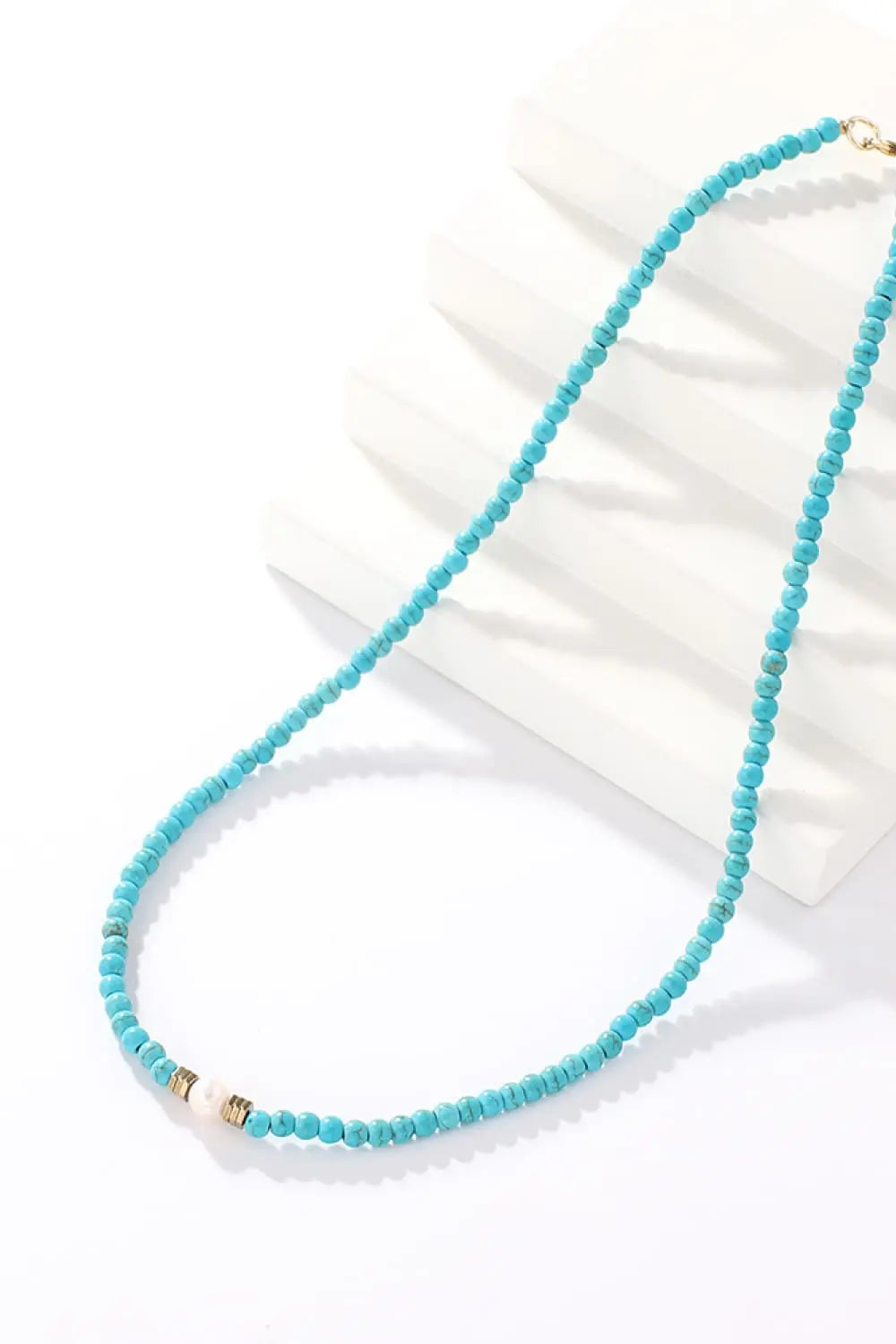 Lovcia Turquoise & Pearl Necklace-Necklaces-Sky Blue-One Size-Sky Blue