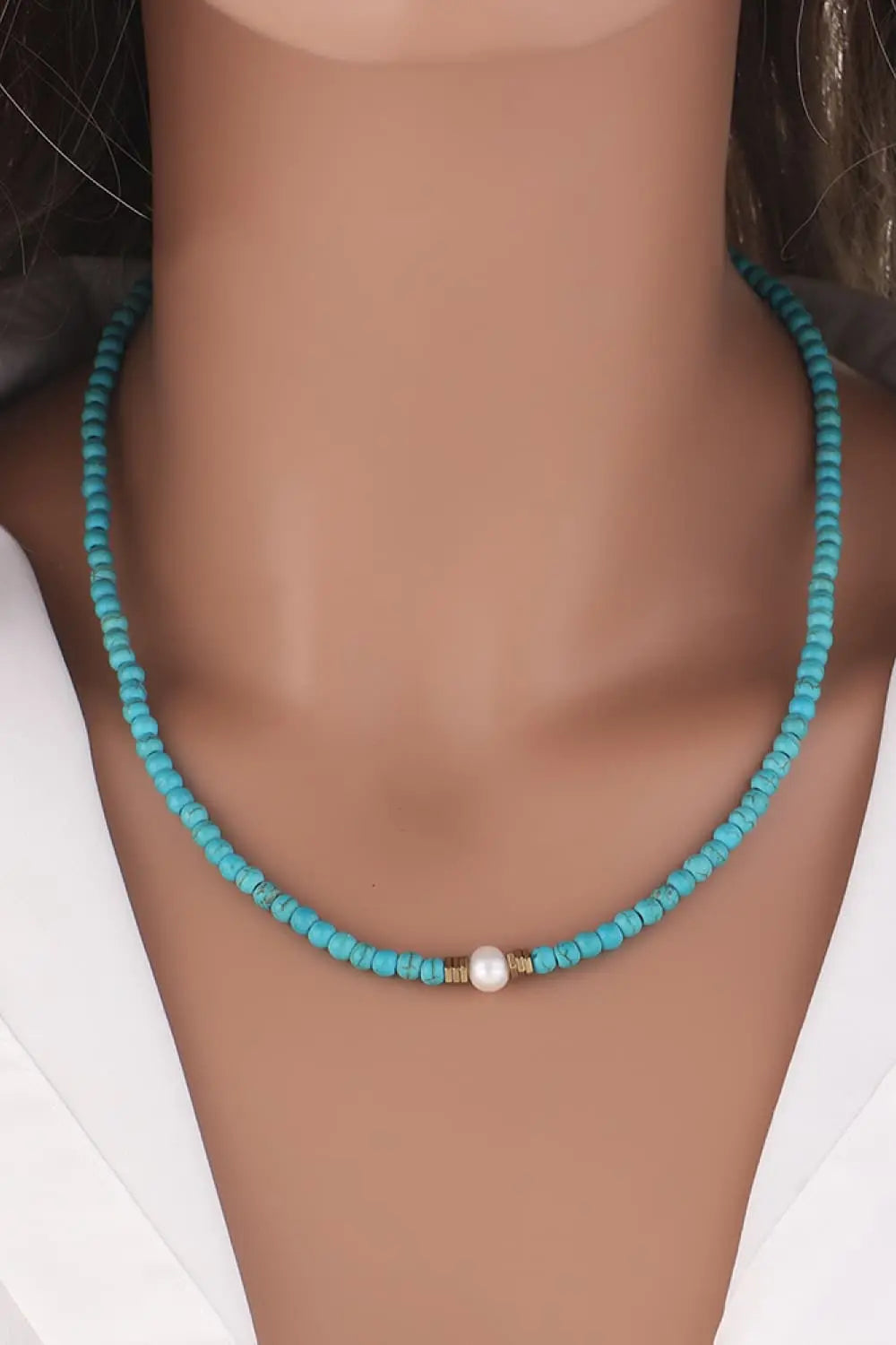 Lovcia Turquoise & Pearl Necklace-Necklaces-Sky Blue-One Size-Sky Blue