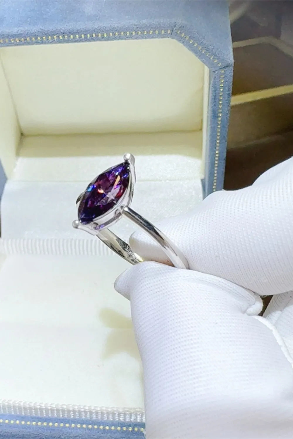 Lovcia Twilight Marquise 2 Carat Moissanite 925 Sterling Silver Ring for Women - Violet-5- - Buy latest trendy Rings for Women and Girls