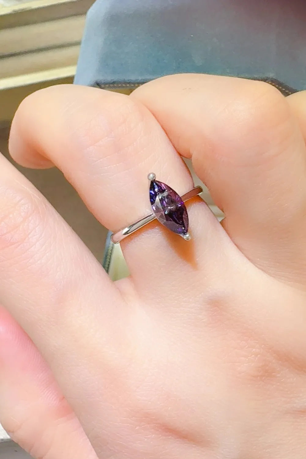 Lovcia Twilight Marquise 2 Carat Moissanite 925 Sterling Silver Ring for Women - Violet-5- - Buy latest trendy Rings for Women and Girls