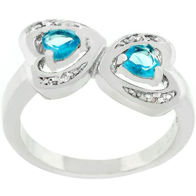 Lovcia Twin Hearts Cubic Zirconia Ring-Rings-5-5