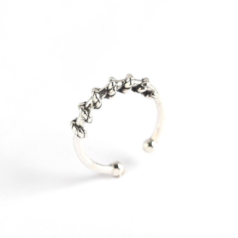 Lovcia Twining 4mm Adjustable Ring in 925 Sterling Silver-Rings-