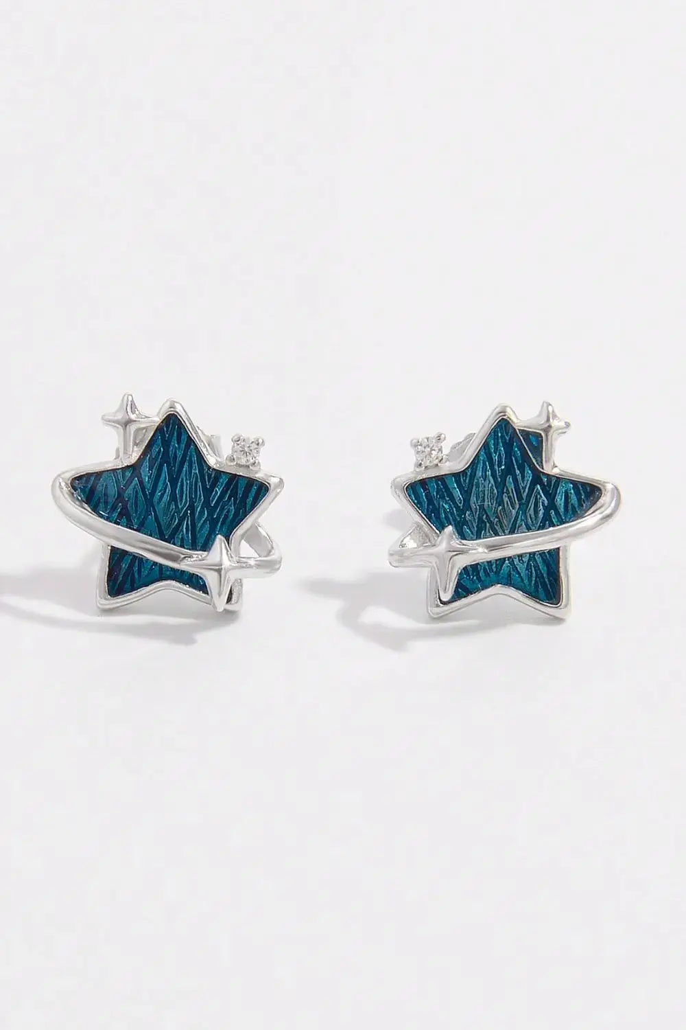 Lovcia Twinkling Zircon Star Stud Earrings in Sterling Silver for Women-Earrings-Silver-One Size-Silver