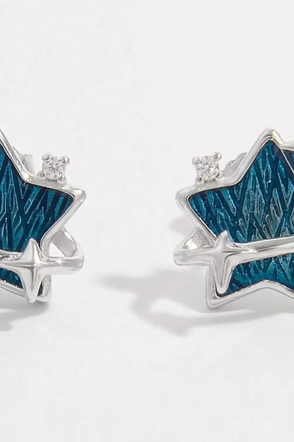 Lovcia Twinkling Zircon Star Stud Earrings in Sterling Silver for Women-Earrings-Silver-One Size-Silver